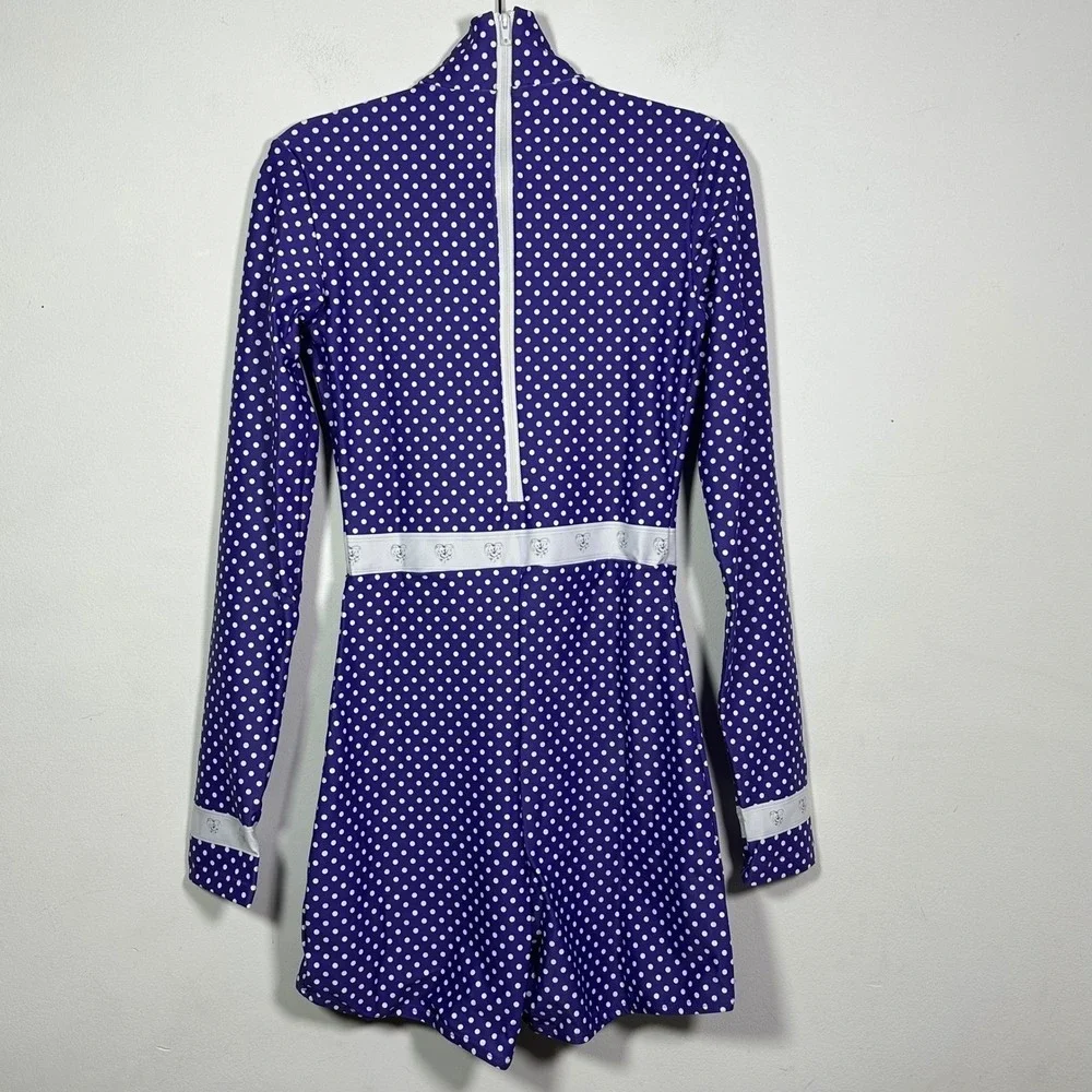 Alexandra collection Purple Polka Dot Western Trompe L'oeil Leotard Adult XS